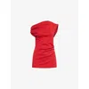 Dries Van Noten Womens  Ruched Cowl-neck Cotton-jersey Top In Red