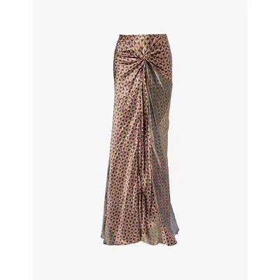 Dries Van Noten Womens Dessin B Smila Patterned Silk Maxi Skirt In Multi
