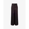 Dries Van Noten High-waisted Wide Leg Trousers With Vertical Stripes In Burgundy