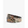 Dries Van Noten Studded Snake-effect Leather Belt In Beige
