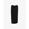 Dries Van Noten Womens Black Twisted Asymmetric Cotton-jersey Midi Skirt In Black
