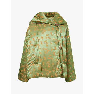 Dries Van Noten Womens  Vacali Floral-print Puffer Jacket In Light Green