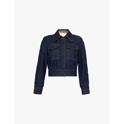 Dries Van Noten Womens Indigo Vistam Cropped Denim Jacket