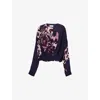 Dries Van Noten Camiel Loose Top With Draped Front In Navy