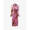 DRIES VAN NOTEN WOMENS FUCHSIA ABSTRACT-PRINT SEMI-SHEER SHELL TRENCH COAT XS