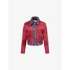 Dries Van Noten Womens Fuchsia Vurano Stud-embellished Cotton-blend Jacket