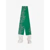 Dries Van Noten Womens  Beaded Fringed Silk Scarf In Green