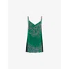Dries Van Noten Womens Green Centa Embellished Silk Top In Green
