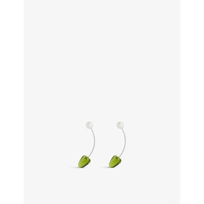 Dries Van Noten Womens Green Pear-charm Brass Earrings