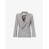 Dries Van Noten Womens Green Striped Peak-lapels Wool-blend Blazer In Gray