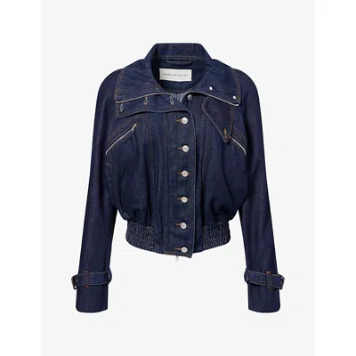 Dries Van Noten Womens Indigo Vida Denim Bomber Jacket In Blue