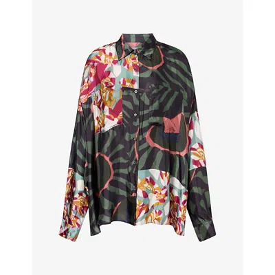 Dries Van Noten Womens Khaki Casia Printed Satin Shirt In Multi