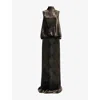 Dries Van Noten Womens Khaki Debo Graphic-print Silk-blend Maxi Dress In Multi