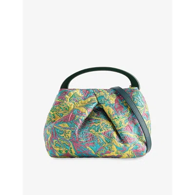 Dries Van Noten Womens Lemon Resin-handle Floral-jacquard Cross-body Bag In Multi