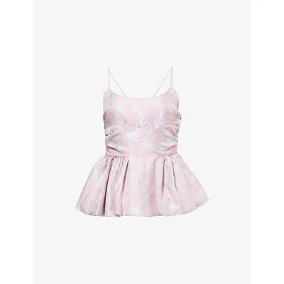 Dries Van Noten Womens Light Blue Crio Ruched-side Jacquard Woven Top