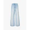 Dries Van Noten Elasticated-waist Pleated Wide-leg Jeans In Light Blue