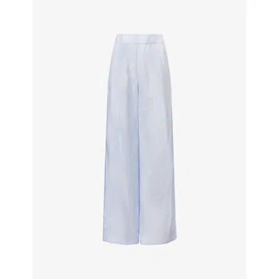 Dries Van Noten Womens Light Blue Pila Pinstripe Satin-crepe Trousers