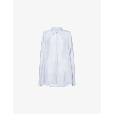 Dries Van Noten Womens Light Blue Striped Long-sleeves Woven Shirt In White