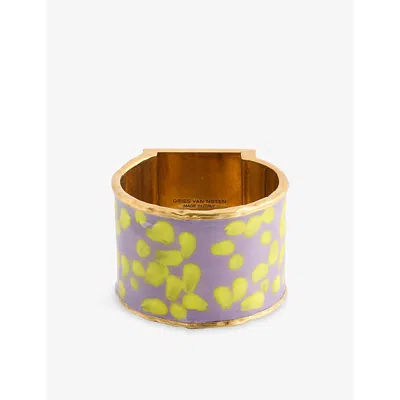 Dries Van Noten Womens Lilac Handmade Painted Brass And Enamel Cuff Bracelet