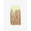 Dries Van Noten Yellow Skirt In Silk With Sequins In Lime