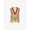 Dries Van Noten Womens Lime College Bead-embellished Sleeveless Silk Top In Lime