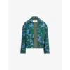 Dries Van Noten Womens Malachite Vonda Bead-embellished Silk And Cotton-blend Jacket