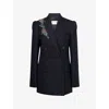 Dries Van Noten Womens Navy Bafy Crystal-embellished Double-breasted Wool Jacket In Blue