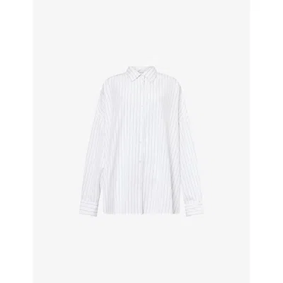 Dries Van Noten Womens Navy Casia Striped Cotton Shirt In Blue