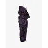 Dries Van Noten Womens Navy Dolla Asymmetric Woven Midi Dress In Purple
