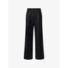 Dries Van Noten Womens Navy Portias Wide-leg Wool Trousers In Black