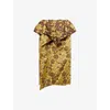 Dries Van Noten Floral Ruffled Midi Skirt In Ocra