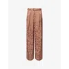 Dries Van Noten Womens Peaches Wide-leg Satin Trousers In Brown