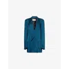 Dries Van Noten Womens Petrol Blink Double-breasted Woven Jacket In Blue