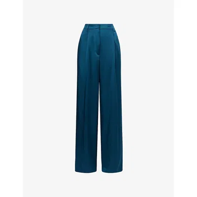 Dries Van Noten Womens Petrol Portias Wide-leg Crepe Trousers In Blue