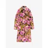Dries Van Noten Womens Pink Rendas Long Teddy Woven Coat In Pink