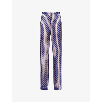 Dries Van Noten Womens Purple Pachas Striped Silk-blend Trousers