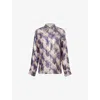 Dries Van Noten Womens Purple Sequin Curved-hem Woven Shirt In Purple