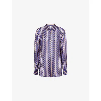 Dries Van Noten Womens Purple Striped Long-sleeves Woven Shirt