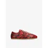 Dries Van Noten Dustin Python-effect Leather Sneakers In Red Comb