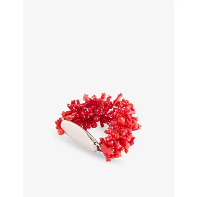 Dries Van Noten Womens Ruby Silver-tone Metal Beaded Bracelet