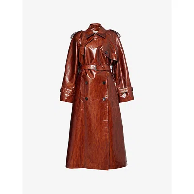Dries Van Noten Womens Rust Belted Double-breasted Woven Trench Coat Xs In Brown