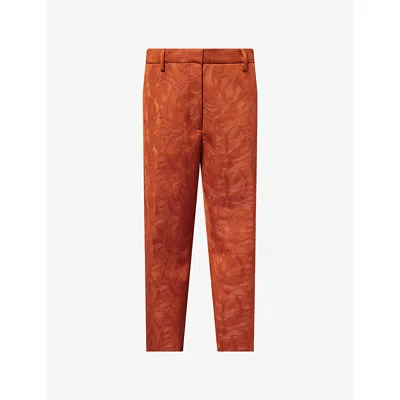 Dries Van Noten Womens Rust Paxy Jacquard Woven Trousers In Brown