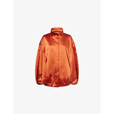 Dries Van Noten Womens Rust Relaxed-fit High-neck Cotton-blend Jacket In Orange