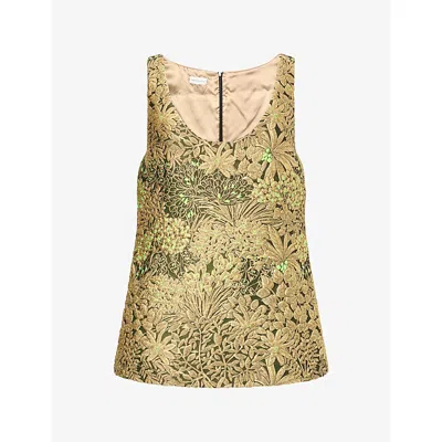 Dries Van Noten Womens Sand Embroidered Jacquard Woven Top