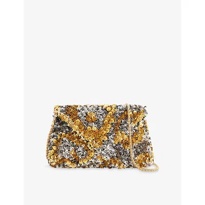 Dries Van Noten Womens  Sequin-embellished Clutch Bag In Silver