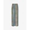 Dries Van Noten Womens Stone Puvis Graphic-print Silk Trousers In Multi
