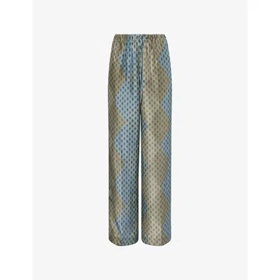 Dries Van Noten Womens Stone Puvis Graphic-print Silk Trousers In Multi