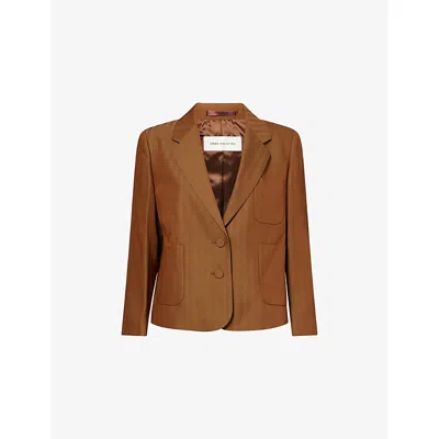 Dries Van Noten Womens Tan Striped Notch-lapels Wool-blend Blazer In Brown
