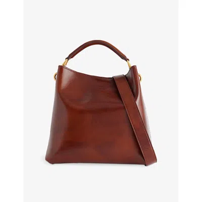 Dries Van Noten Womens Tan Structured Leather Tote Bag In Brown