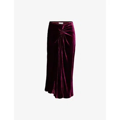 Dries Van Noten Womens Violet Velvet Twisted Woven Midi Skirt In Purple